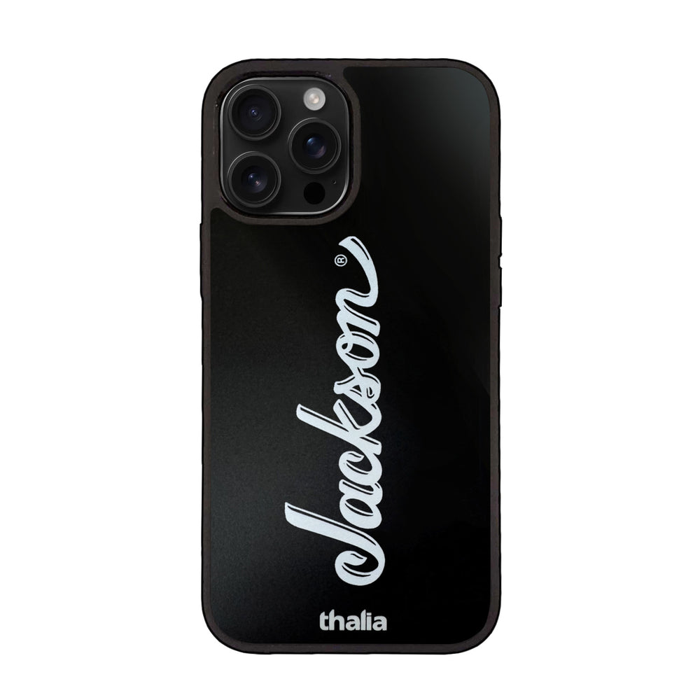 White Jackson Logo on Matte Black | iPhone Case