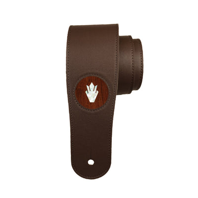 GibsonbyThalia Strap Indian Rosewood & Gibson Pearl Holly Inlay | Italian Leather Strap Dark Chocolate / Standard