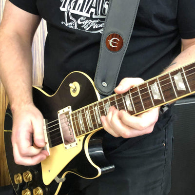 GibsonbyThalia Strap Santos Rosewood & Epiphone Pearl "E" Logo Inlay | Italian Leather Strap