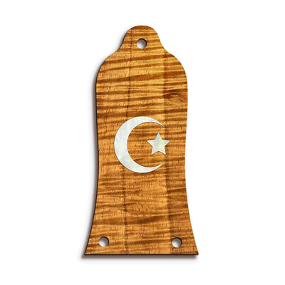 GibsonbyThalia Truss Rod Cover Custom Truss Rod Cover | Shape T10 - Fits Many Epiphone Guitars Pearl Crescent Moon / AAA Curly Koa