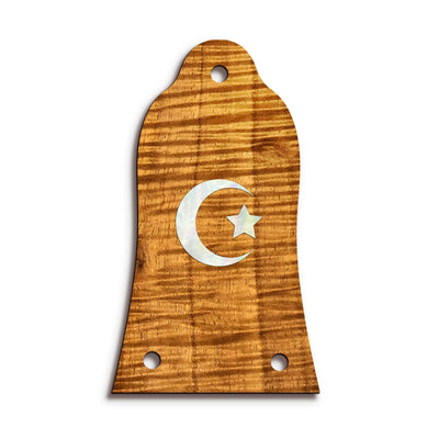 GibsonbyThalia Truss Rod Cover Custom Truss Rod Cover | Shape T11 - Fits Many Epiphone Guitars Pearl Crescent Moon / AAA Curly Koa