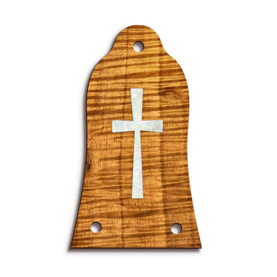 GibsonbyThalia Truss Rod Cover Custom Truss Rod Cover | Shape T11 - Fits Many Epiphone Guitars Pearl Cross / AAA Curly Koa