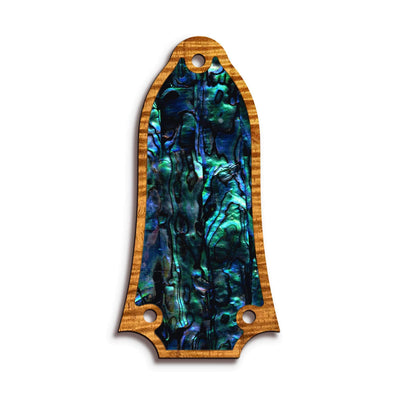 GibsonbyThalia Truss Rod Cover Custom Truss Rod Cover | Shape T6 - Fits Many Epiphone Guitars Blue Abalone / AAA Curly Koa