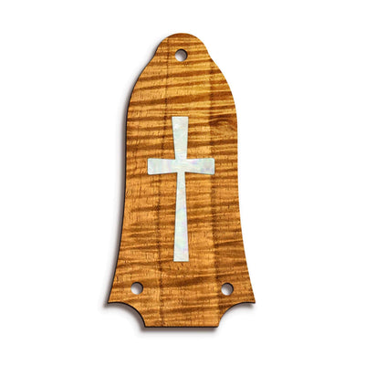 GibsonbyThalia Truss Rod Cover Custom Truss Rod Cover | Shape T6 - Fits Many Epiphone Guitars Pearl Cross / AAA Curly Koa