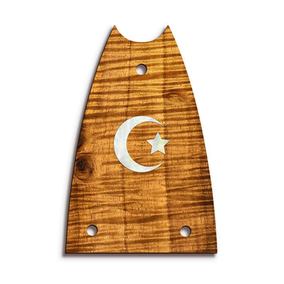 GibsonbyThalia Truss Rod Cover Custom Truss Rod Cover | Shape T7 - Fits Many Epiphone Guitars Pearl Crescent Moon / AAA Curly Koa