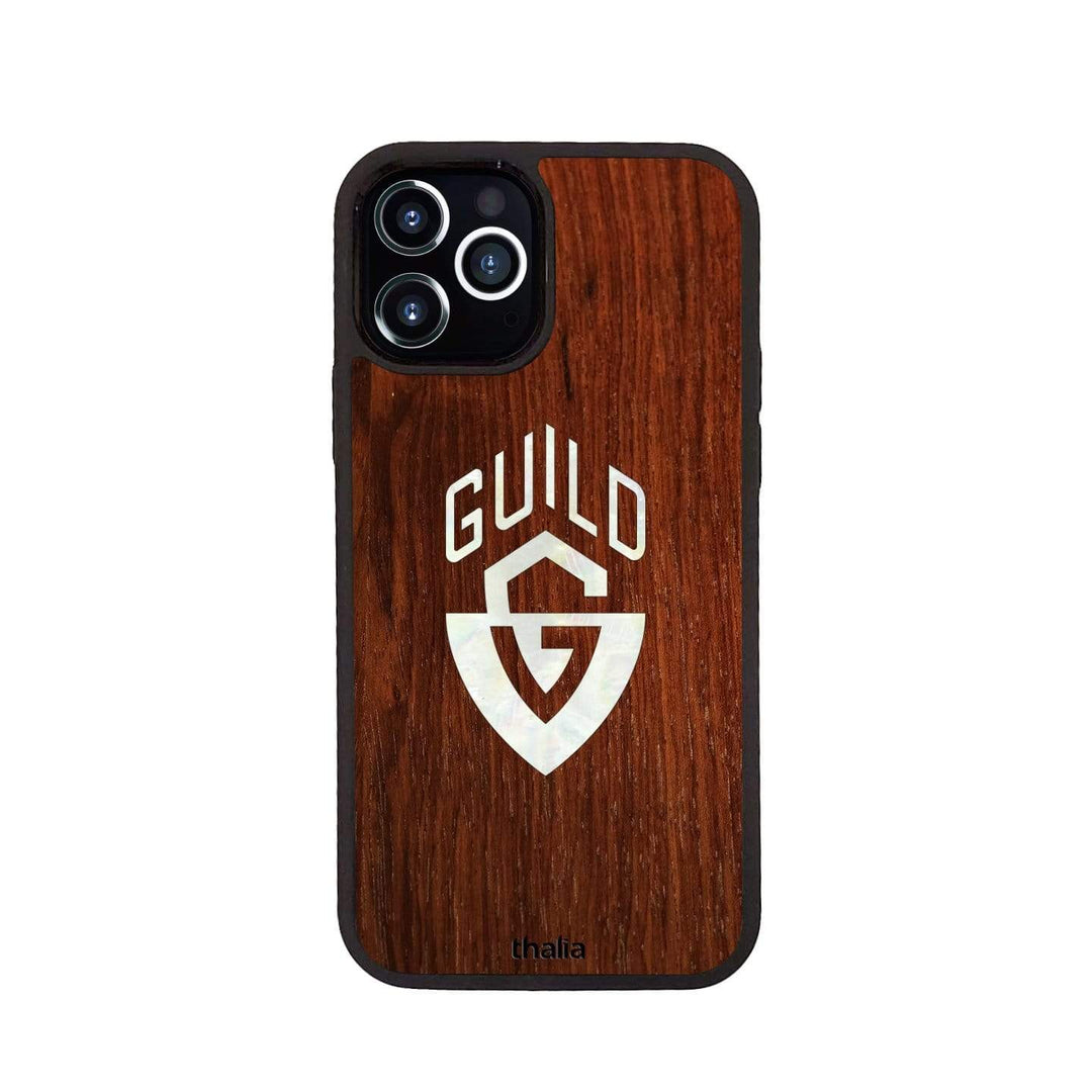 GuildbyThalia Phone Case Indian Rosewood & Guild G-Shield Pearl Logo | iPhone Case iPhone 12 / Pro