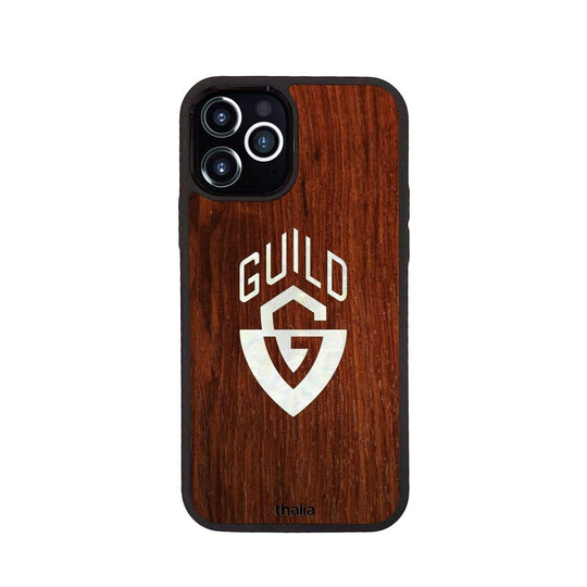 GuildbyThalia Phone Case Indian Rosewood & Guild G-Shield Pearl Logo | iPhone Case iPhone 12 / Pro