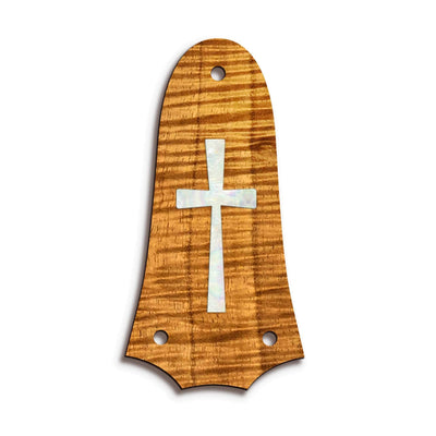 TaylorbyThalia Truss Rod Cover Custom Truss Rod Cover | Shape T3 - Fits 3 Hole Taylor Guitars Pearl Cross / AAA Curly Koa