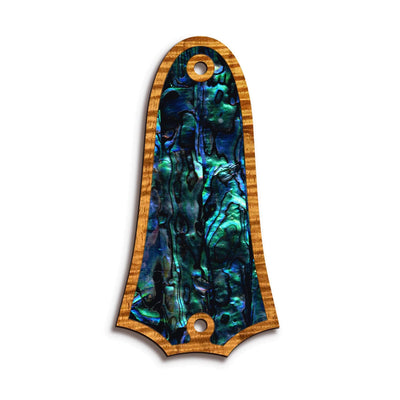 TaylorbyThalia Truss Rod Cover Custom Truss Rod Cover | Shape T4 - Fits 2 Hole Taylor Guitars Blue Abalone / AAA Curly Koa