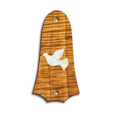 TaylorbyThalia Truss Rod Cover Custom Truss Rod Cover | Shape T4 - Fits 2 Hole Taylor Guitars Pearl Dove / AAA Curly Koa