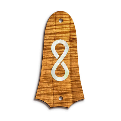 TaylorbyThalia Truss Rod Cover Custom Truss Rod Cover | Shape T4 - Fits 2 Hole Taylor Guitars Pearl Infinity / AAA Curly Koa