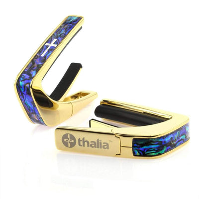 Thalia B-STOCK B-STOCK Capo | Deluxe 24K Gold / Blue Abalone & Cross MoP (Treble)