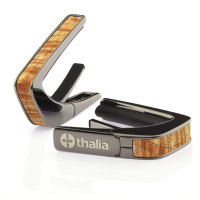 Thalia Custom Capo AAA Grade Curly Hawaiian Koa | Black Friday Capo Black Chrome / Vintage Blonde