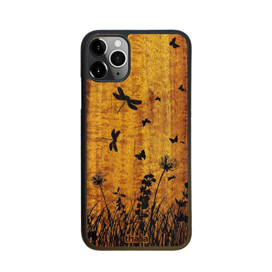 Thalia Phone Case AAA Grade Hawaiian Koa & Spring Meadow Engraving | iPhone Case iPhone 11 Pro Max