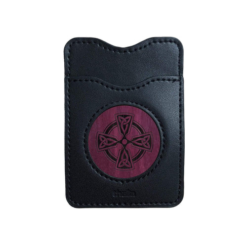 Thalia Phone Wallet Celtic Cross Engraving | Leather Phone Wallet AAA Curly Koa