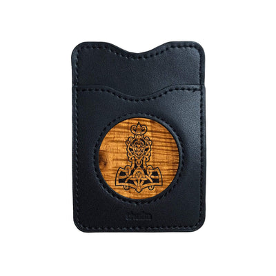 Thalia Phone Wallet Mjolnir Thor's Hammer Engraving | Leather Phone Wallet AAA Curly Koa