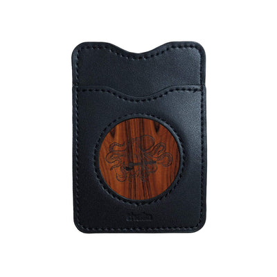 Thalia Phone Wallet Octopus Playing Guitar Engraving | Leather Phone Wallet Santos Rosewood