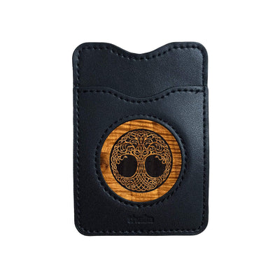 Thalia Phone Wallet Tree of Life Engraving | Leather Phone Wallet AAA Curly Koa