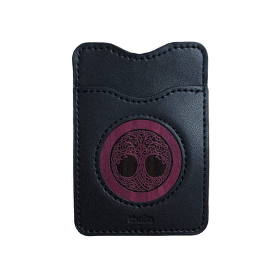 Thalia Phone Wallet Tree of Life Engraving | Leather Phone Wallet Purpleheart