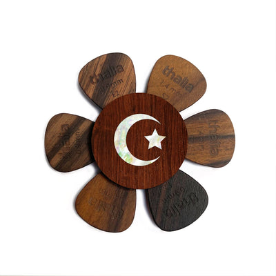 Thalia Pick Puck Pearl Crescent Moon & Star | Pick Puck Indian Rosewood