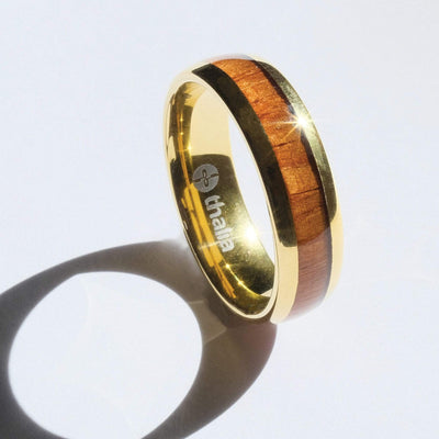 Thalia Ring AAA Curly Hawaiian Koa | Tungsten Carbide Ring 8mm