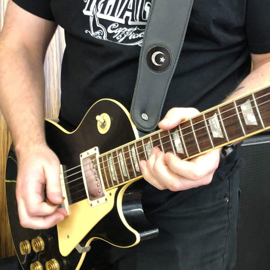 Thalia Strap Black Ebony & Pearl Crescent Moon & Star Inlay | Italian Leather Strap