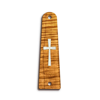 Thalia Truss Rod Cover Custom Truss Rod Cover | Shape T14 - Fits Slotted Taylor Guitars Pearl Cross / AAA Curly Koa