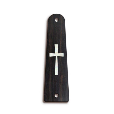 Thalia Truss Rod Cover Custom Truss Rod Cover | Shape T14 - Fits Slotted Taylor Guitars Pearl Cross / Black Ebony